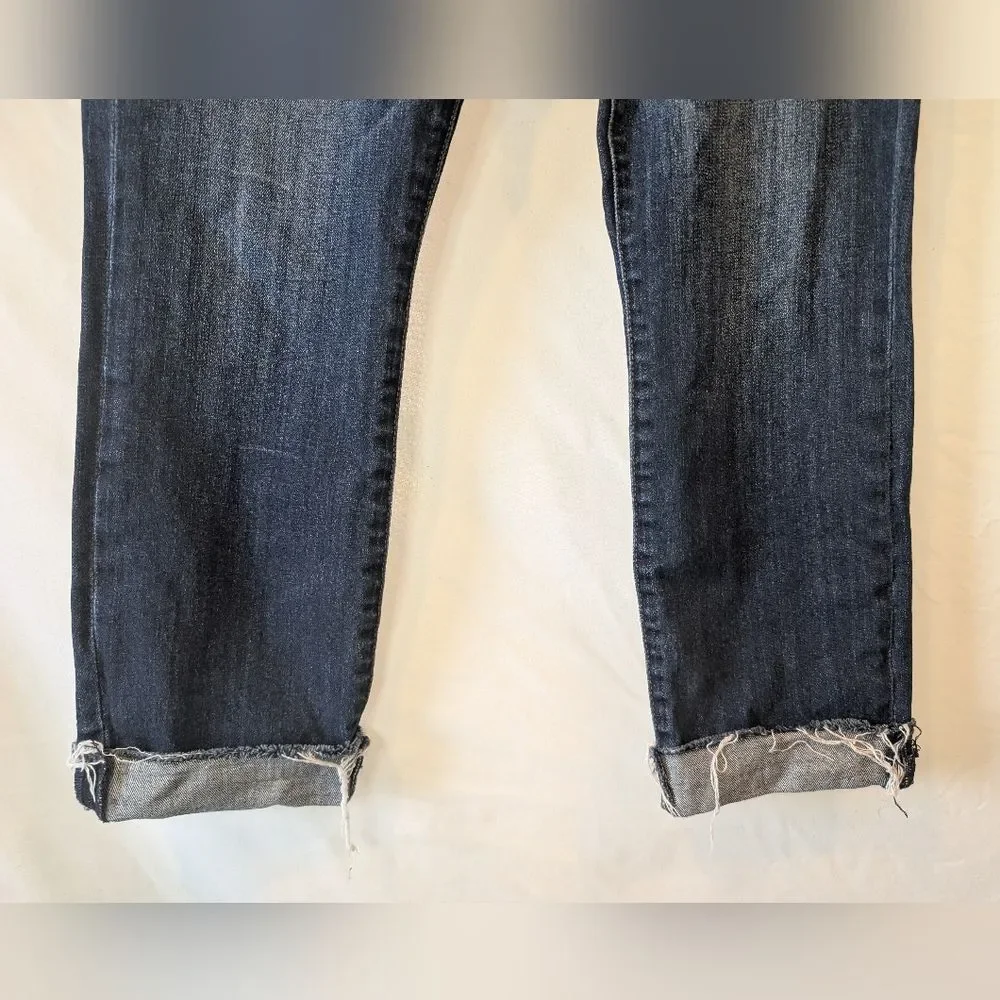 Kut from the‎ Kloth Emma Ankle Straight Leg Dark Blur Distressed Raw Hem 6 vguc